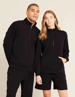 Unisex Black Quarter Zip Sweater