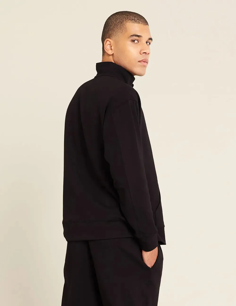 Unisex Black Quarter Zip Sweater