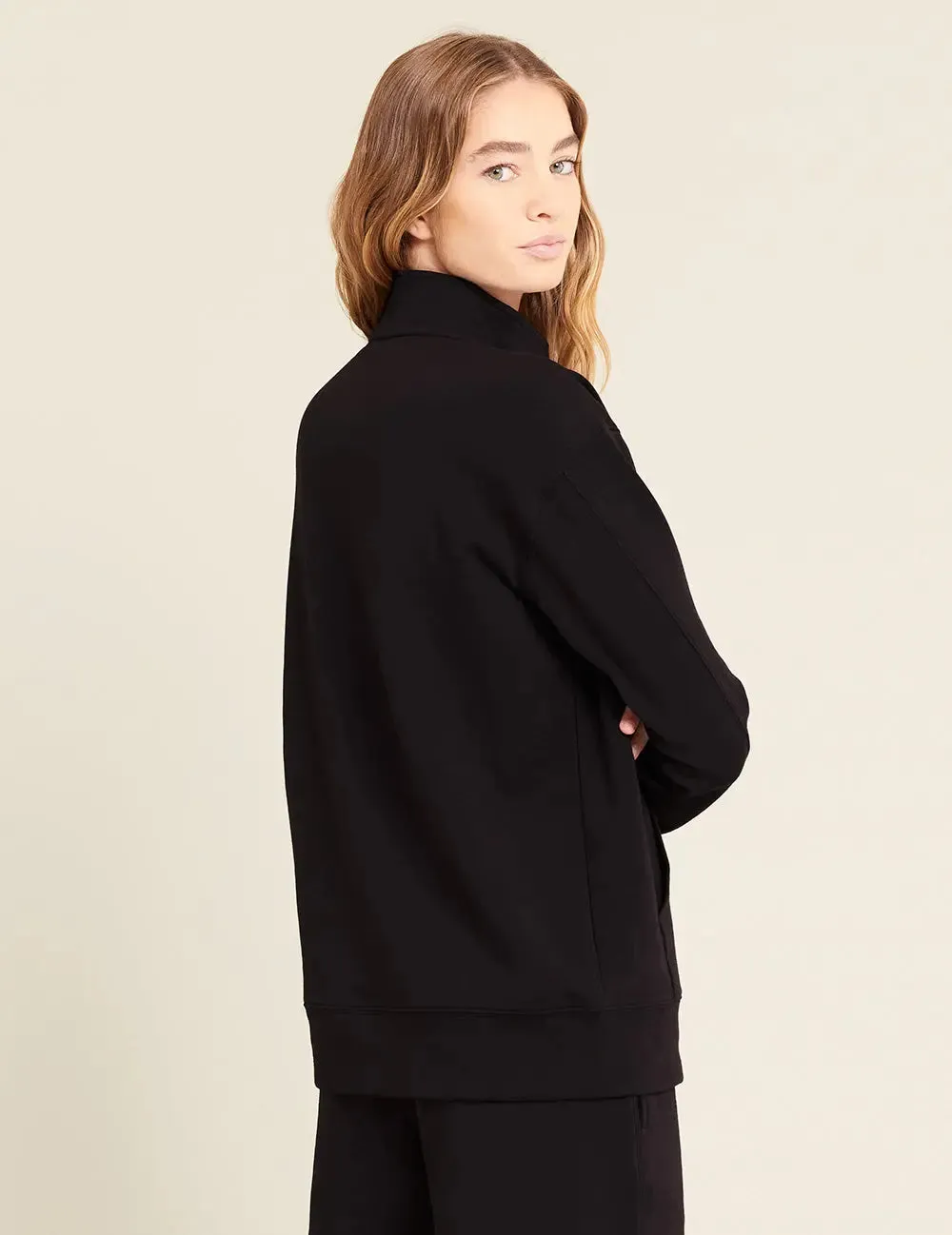 Unisex Black Quarter Zip Sweater