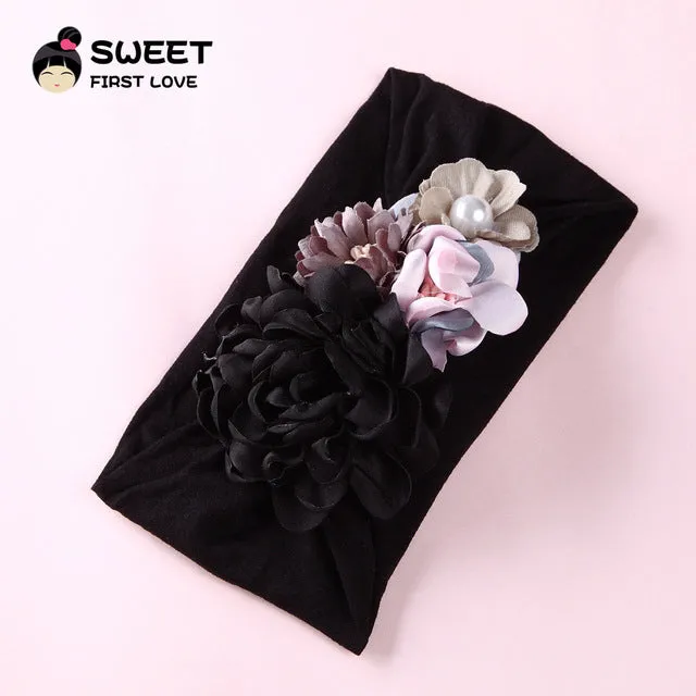 United States explosion models super soft nylon headdress silk stitching flower baby hair accessories cute princess hair band