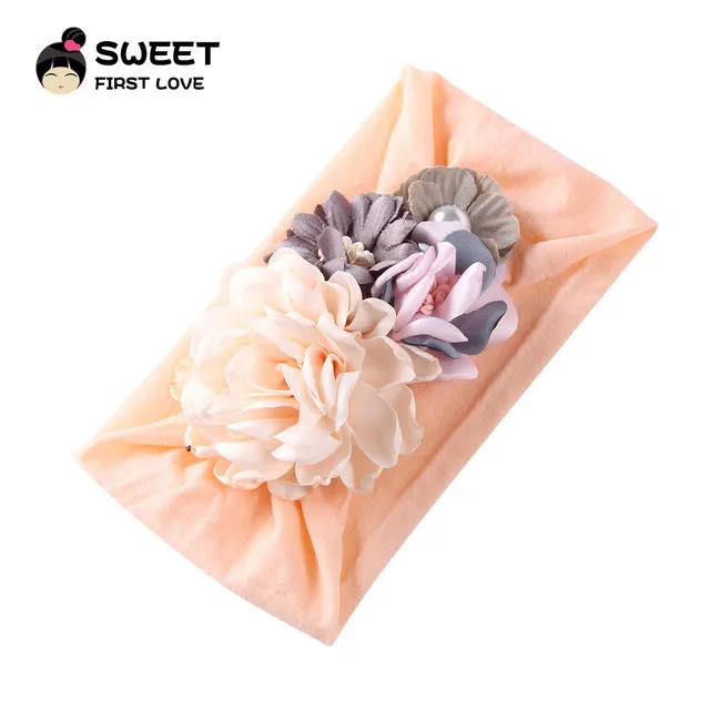 United States explosion models super soft nylon headdress silk stitching flower baby hair accessories cute princess hair band