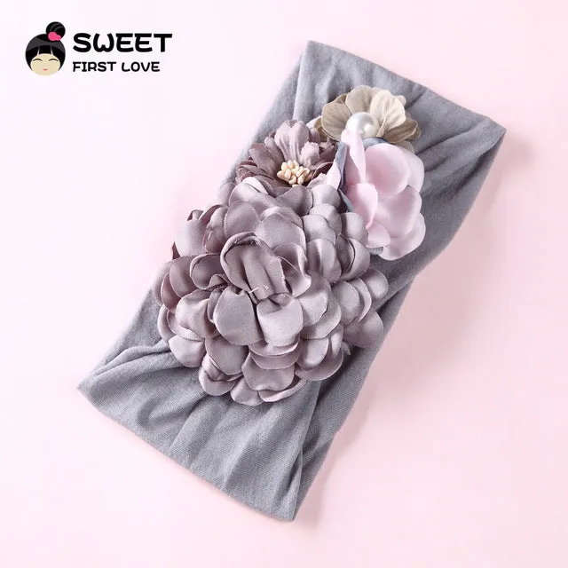 United States explosion models super soft nylon headdress silk stitching flower baby hair accessories cute princess hair band