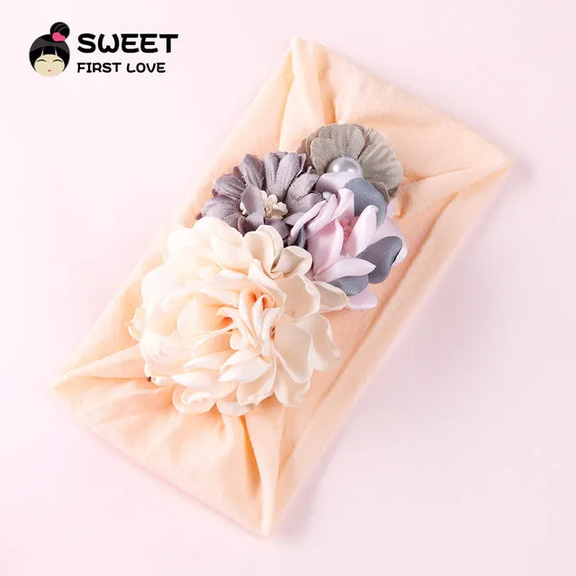 United States explosion models super soft nylon headdress silk stitching flower baby hair accessories cute princess hair band