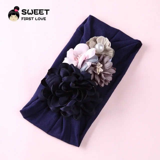 United States explosion models super soft nylon headdress silk stitching flower baby hair accessories cute princess hair band