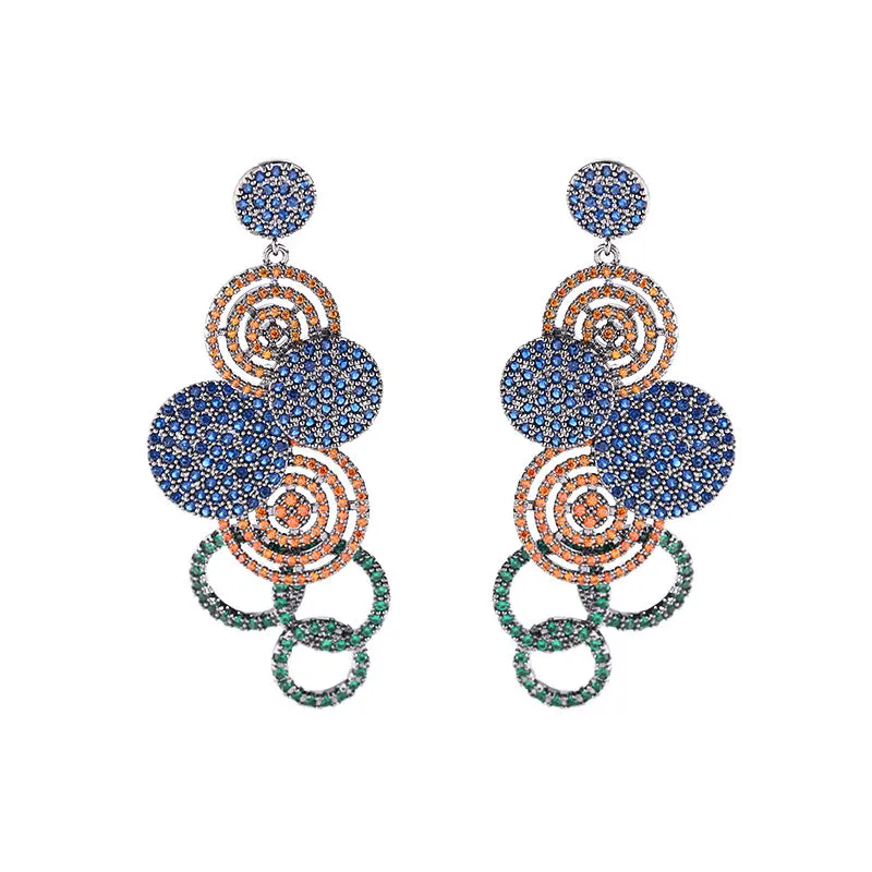 Willma Hollow-out Circular Disk Geometric Mosaic Earrings