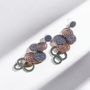 Willma Hollow-out Circular Disk Geometric Mosaic Earrings