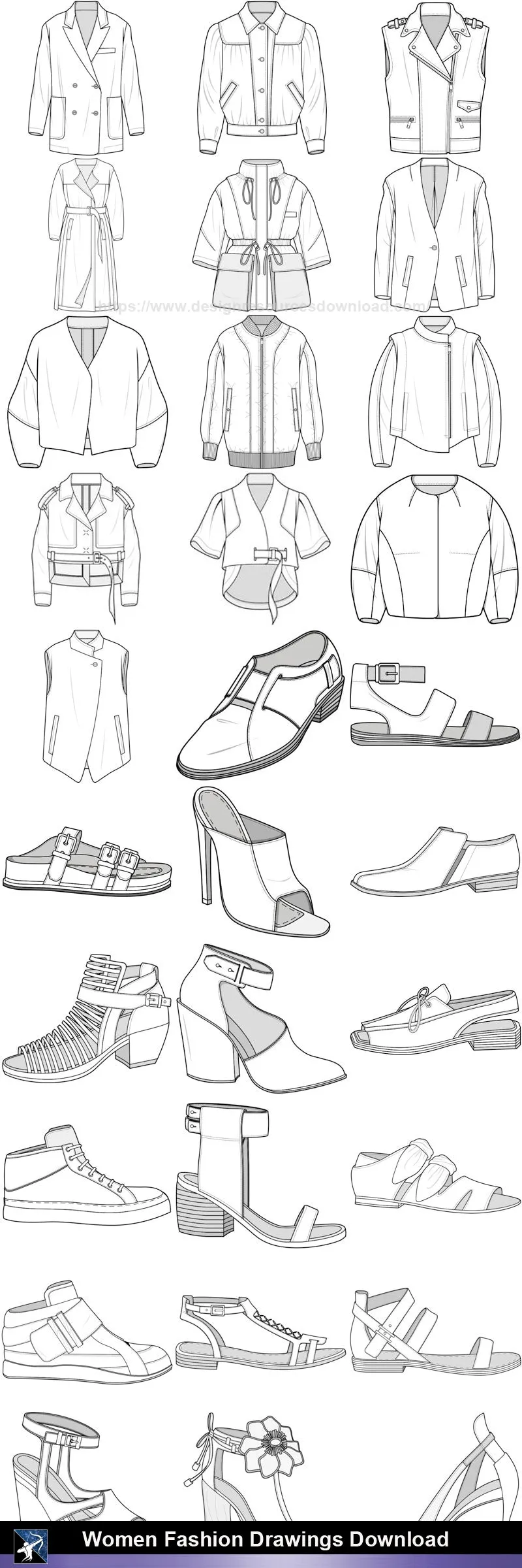 ★Women Fashion Drawings Download  V.4-Women Dresses,Tops,Skirts,Shoes Design Drawings