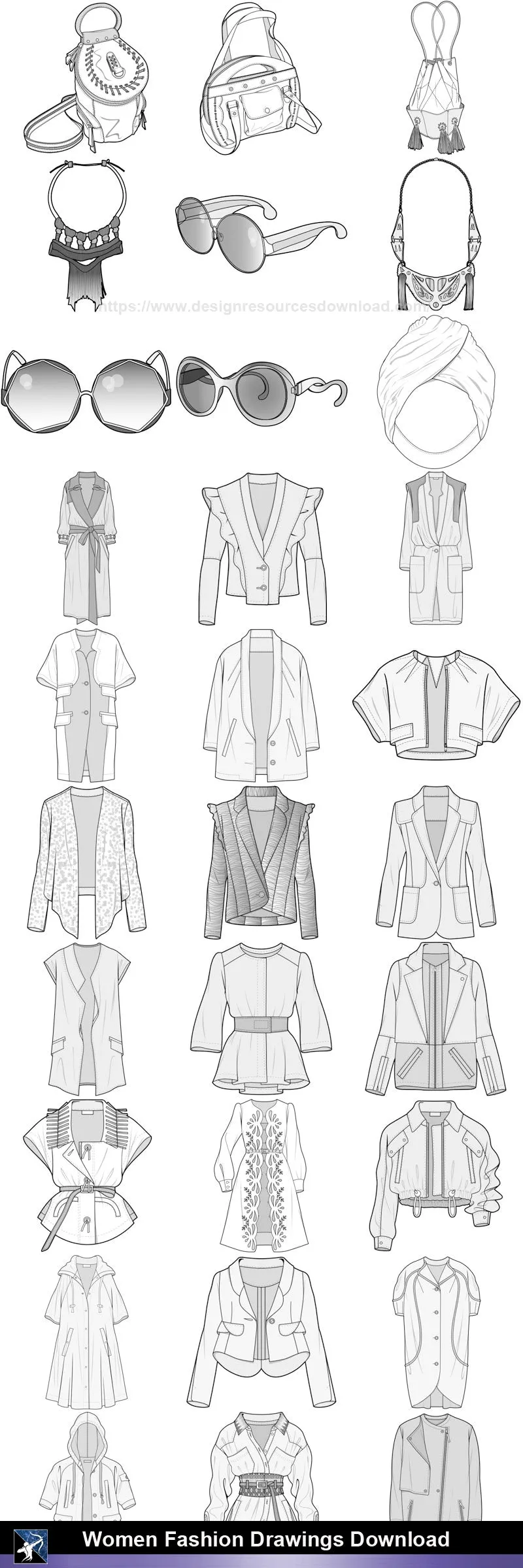 ★Women Fashion Drawings Download  V.4-Women Dresses,Tops,Skirts,Shoes Design Drawings