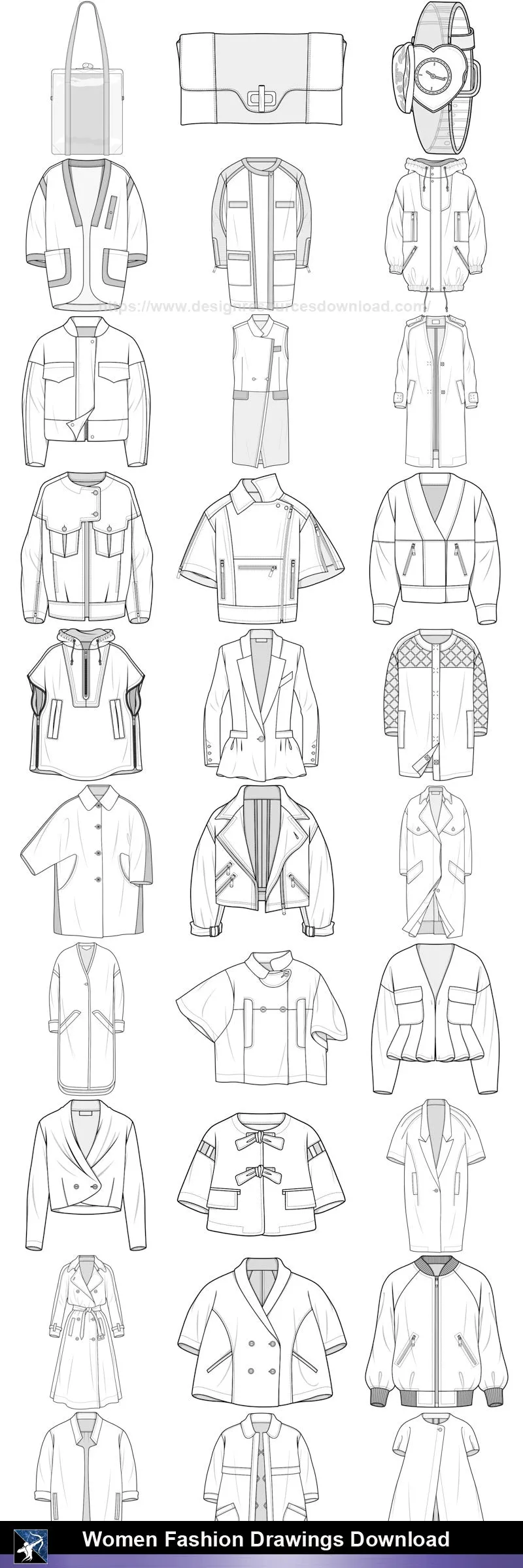 ★Women Fashion Drawings Download  V.4-Women Dresses,Tops,Skirts,Shoes Design Drawings