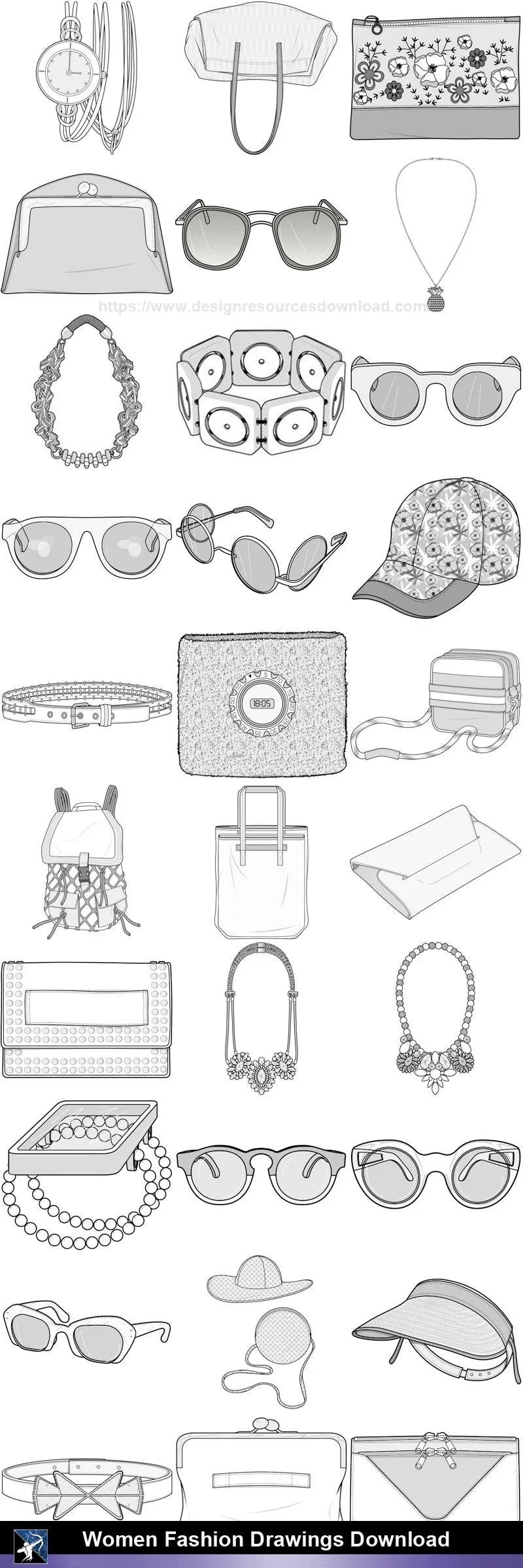 ★Women Fashion Drawings Download  V.4-Women Dresses,Tops,Skirts,Shoes Design Drawings