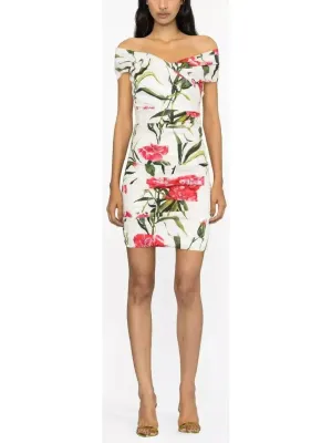 Women’s Draped Carnation-Print Poplin Dress