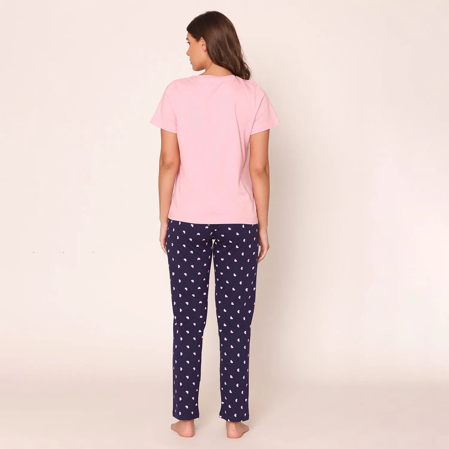 Women's Smile Typography printed T-Shirt & Lower Nightwear Set